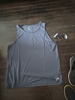 Head Hypertek Tank Top Men's L Large Cool Grey Tennis Training Sports NWT